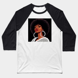 Black Woman Afro Hair Baseball T-Shirt